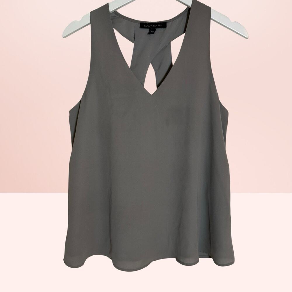 Banana Republic Top‎ Cross Back Tank XS Office Career Capsule Olive Green lined